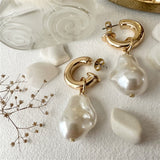 Anais Baroque Pearl Drop Stud Earrings in Gold