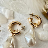 Anais Baroque Pearl Drop Stud Earrings in Gold