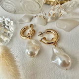 Anais Baroque Pearl Drop Stud Earrings in Gold