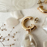 Anais Baroque Pearl Drop Stud Earrings in Gold