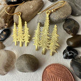 Molina Raw Brass Three Trees Drop Earrings