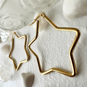 Arcalis Star Shaped Hoop Earrings in Gold