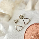 Delta Tiny Hammered Triangle Stud Earrings in Sterling Silver