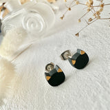 Mew Porcelain Cat Face Stud Earrings in Black