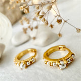 Phaedra Pearl Hoop Earrings in Gold Plated Sterling Silver