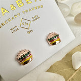 Royale Burger Gem Encrusted Stud Earrings in Gold