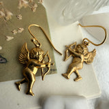 "The Amores" Raw Brass Cupid Drop Earrings