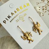 "The Amores" Raw Brass Cupid Drop Earrings