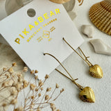 Elizabeth Vintage Heart Shaped Locket Drop Earrings in Raw Brass