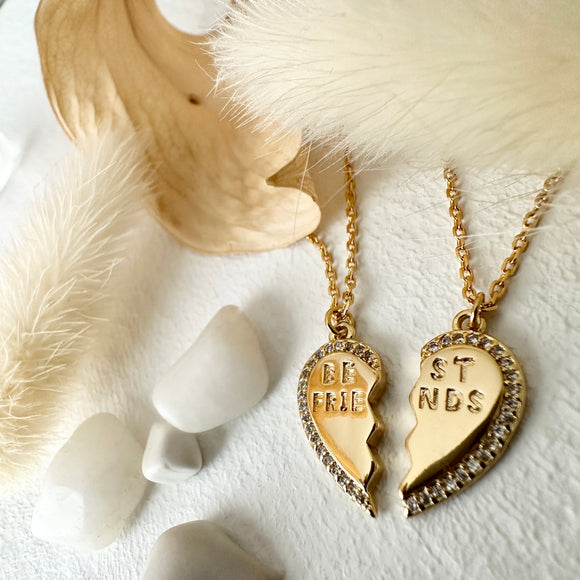 Best Friends Broken Heart Charm Necklace Set