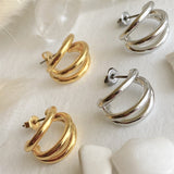 Takon Triple Ring Stud Hoop Earrings