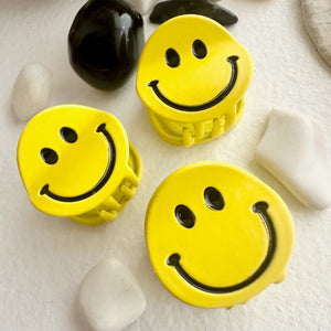 Don't Worry Be Happy Yellow Mini Happy Face Hair Claw Set of 2