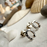 Benalto Tiny Horseshoe Stud Earrings in Sterling Silver