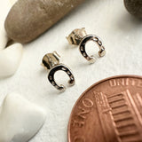 Benalto Tiny Horseshoe Stud Earrings in Sterling Silver