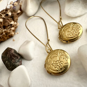 Cedarburg Brass Locket Drop Earrings