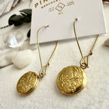 Cedarburg Brass Locket Drop Earrings