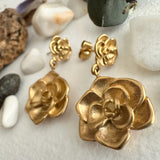 Kiss From A Rose Double Rose Drop Earrings in Gold