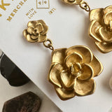 Kiss From A Rose Double Rose Drop Earrings in Gold