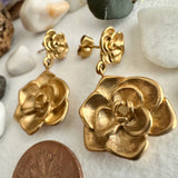 Kiss From A Rose Double Rose Drop Earrings in Gold