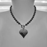 Poe Ball Chain Choker Necklace with Heart in Gold/Silver