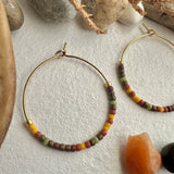 Memphré Bead Hoop Earrings in Cedars & Pines