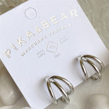 Takon Triple Ring Stud Hoop Earrings