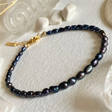 Minuet Black Seed Pearl Bracelet with Gold Findings