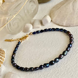 Minuet Black Seed Pearl Bracelet with Gold Findings