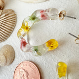 Maypole 33mm Acetate Hoop Earrings With Real Dried Flowers In Mixed Colours