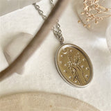 DEMETER Floral Stamped Charm Necklace