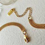 Ariadne Triple Layer Tiny Curb Chain Necklace in Gold and Silver