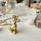 Basil Hare Charm Necklace in Raw Brass