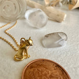 PENSIVE The Thinking Cat Charm Necklace