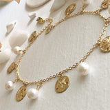 Amphitrite Pearls and Sand Dollar Charm Anklet