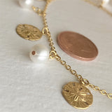 Amphitrite Pearls and Sand Dollar Charm Anklet