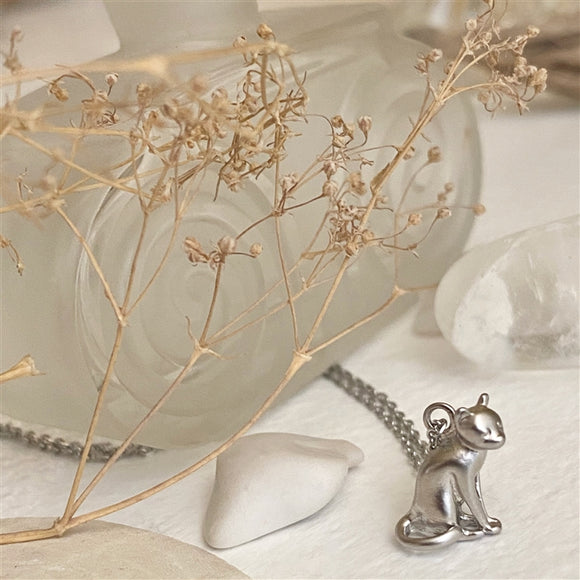 PENSIVE The Thinking Cat Charm Necklace