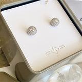 Novasphere 2.0 Clear Crystal Encrusted Silver Ball Stud Earrings