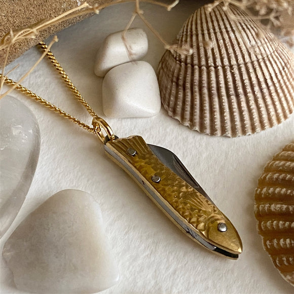 Fish Knife Necklace Fishing Knife Trout Folding Knife Necklace