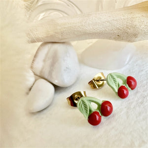 POMONA Porcelain Cherry Earrings