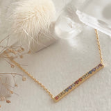 Stonewall Rainbow Crystal Bar Charm Necklace