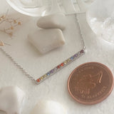 Stonewall Rainbow Crystal Bar Charm Necklace